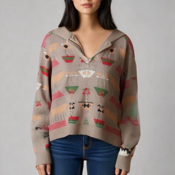 vintage Sweaters - Vintage Sz L Gringos Relaxed Mexican Inspired Knit Sweater